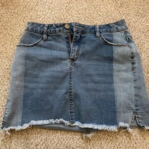 Papaya Blue Two-Tone Denim Mini Skirt